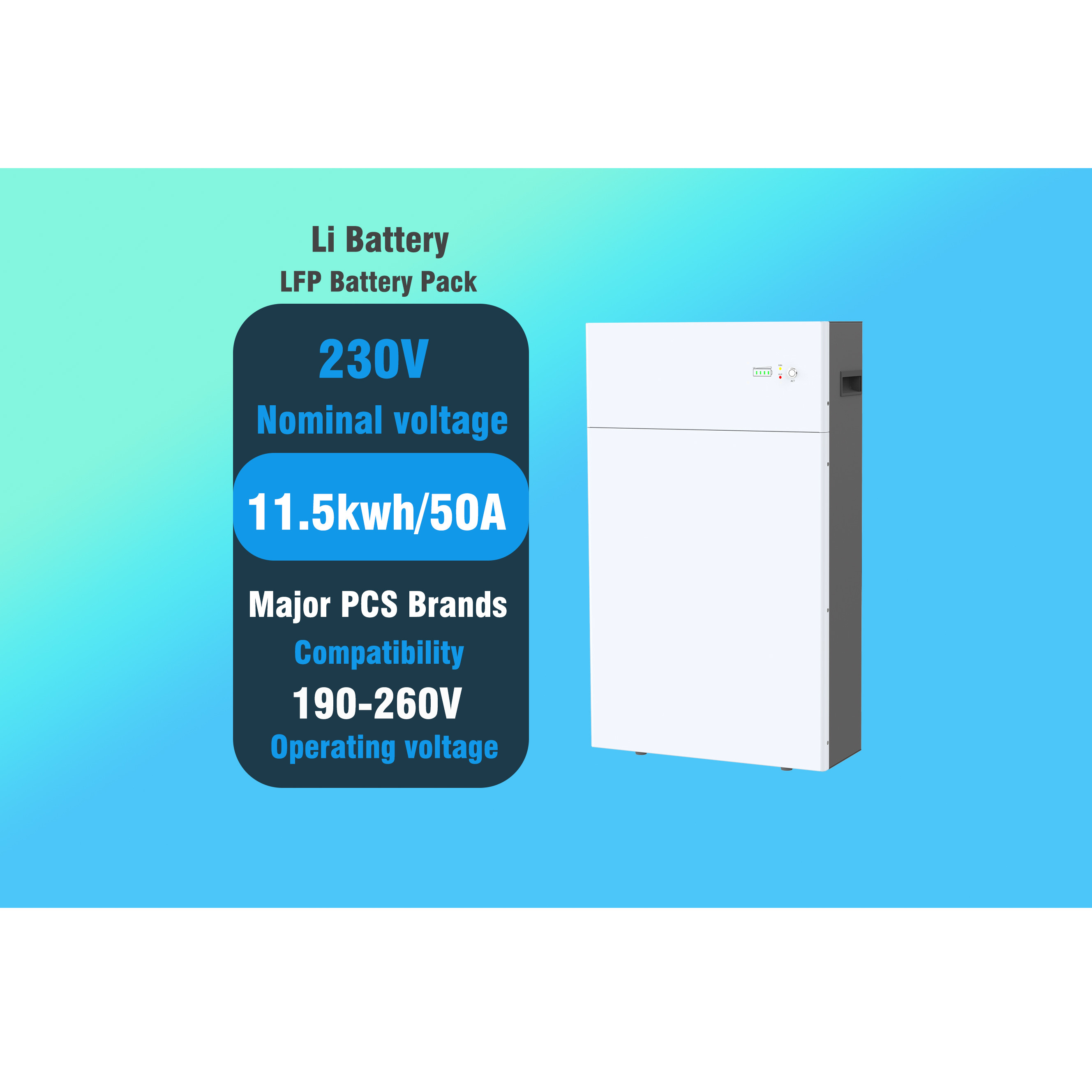 LiFePo4 long term High Voltage Energy Storage Battery Pack 230V Safety
